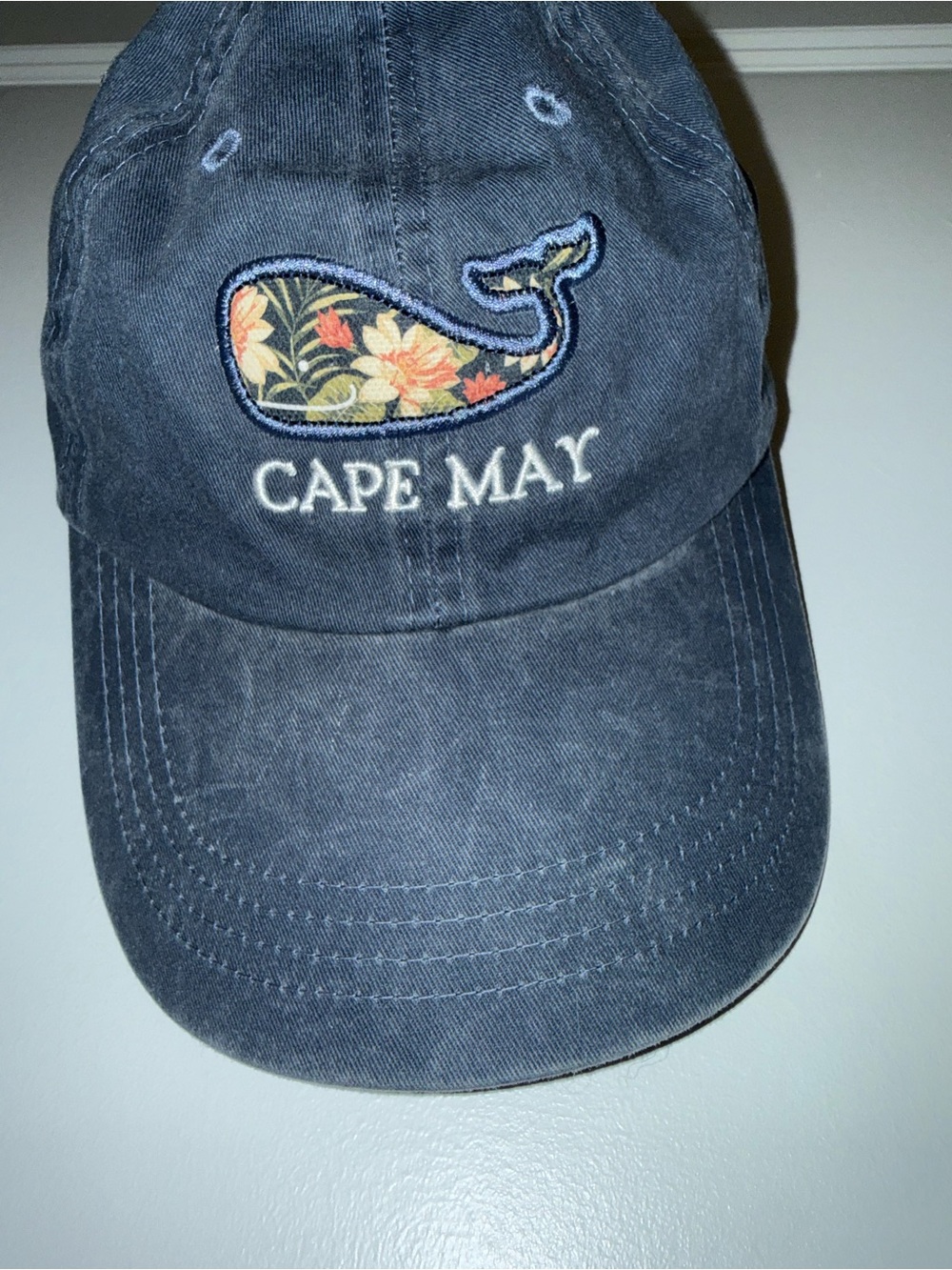 Cape May Embroidered Whale Navy Baseball Cap